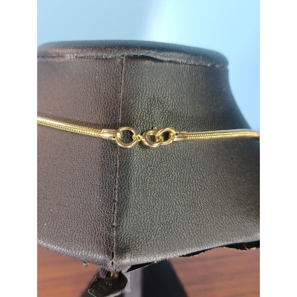Vintage Golden Oval Pendant Black Onyx Design Rope Chain NecklaceBy P Craft - Picture 4 of 9
